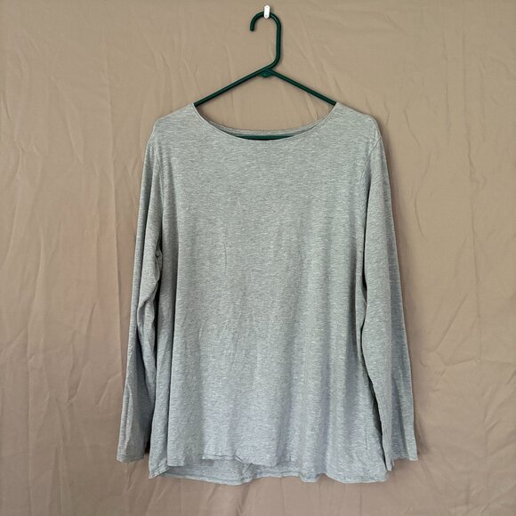 Cold Water Creek Womens Long Sleeve Crew Neck Top Size XXL Grey Cotton Athesiure - Picture 1 of 6